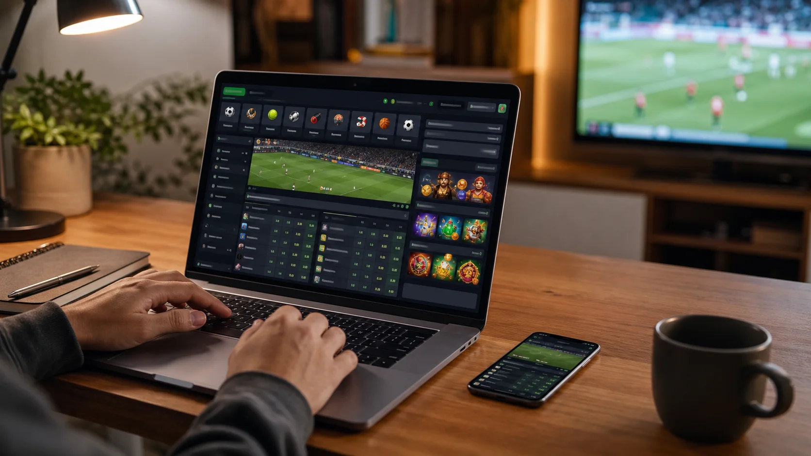 Plataforma stakecom em notebook e celular com apostas esportivas e cassino online